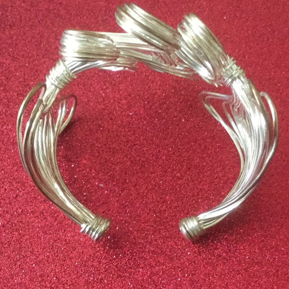 Silver Braided Bracelet Cuff - image 2